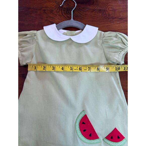 Betti Terrell Baby Girl Watermelon Applique Dress Size 12 Months Green - Picture 5 of 7